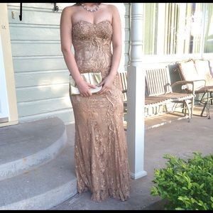 Gold Sheath Prom Dress